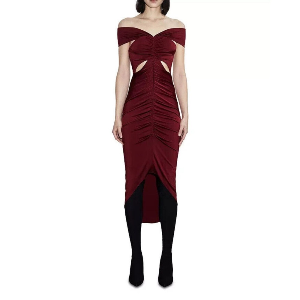 Nwt Et Ochs Everly Off The Shoulder Dress Crimson Red Ruched Size 6